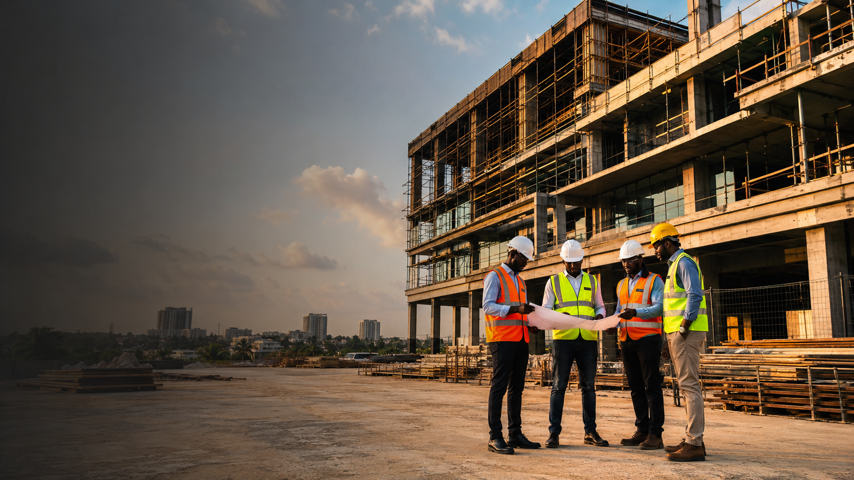 Modern building under construction by a professional team