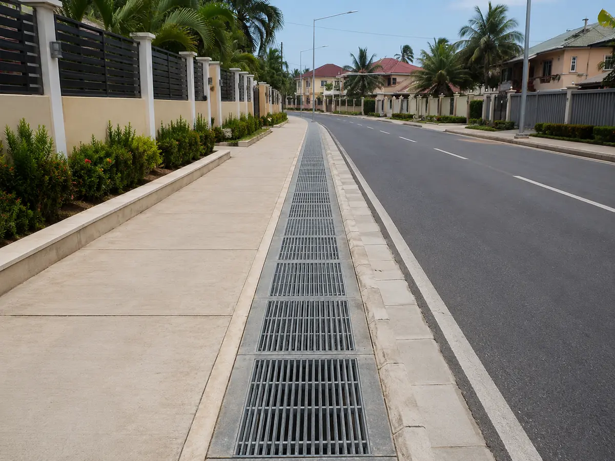 Completed concrete drainage infrastructure project